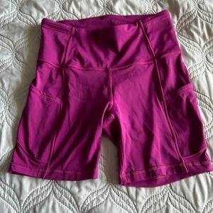 Lululemon 6” fast and free biker shorts size 4 deep fuschia